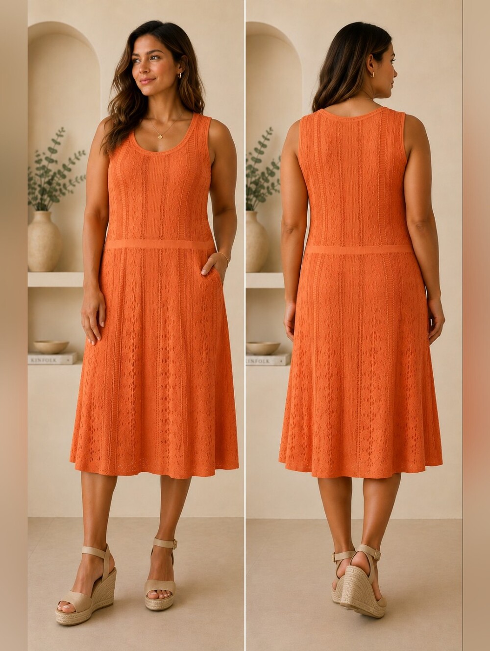 ETCETERA XL Sleeveless Textured Knit Midi Dress– Like New (Shoe Bundle Options)